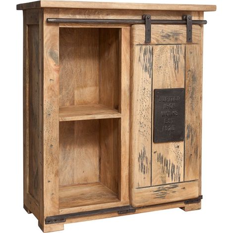 Kommode Mango 75x36x90 natur lackiert Eisen RAILWAY 153 (1/4)