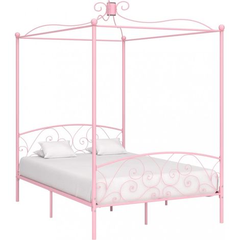 Himmelbett-Gestell Rosa Metall 120 x 200 cm vidaXL (1/5)
