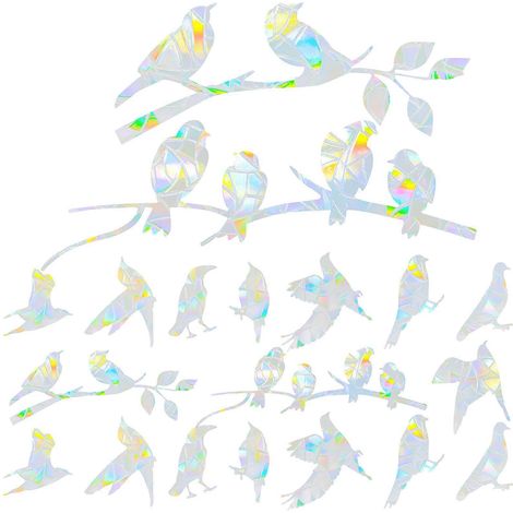 Lot de 20 autocollants de fenêtre anti-collision pour oiseaux, en forme d'oiseaux.-29.50X20.00X0.10CM-As Shown (1/4)