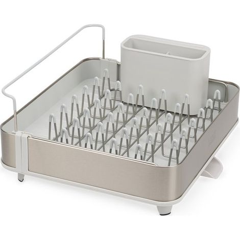Joseph Joseph Extend, scolapiatti espandibile in acciaio con portaposate rimovibile, beccuccio di drenaggio girevole, Beige/Acciaio (1/5)