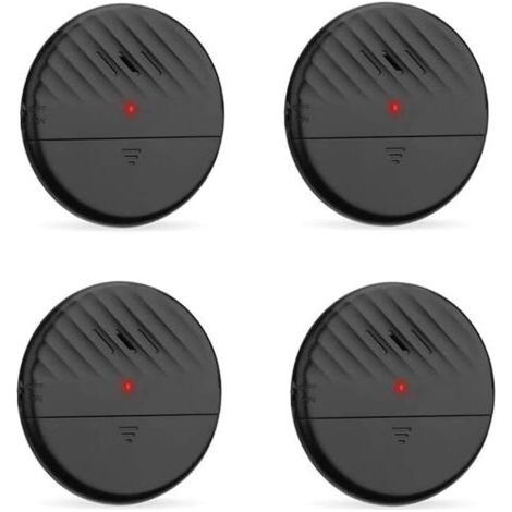 Alarme de fenêtre de Porte avec capteur de Vibration Noir 4 Packs 125dB Détecteur de cambriolage Fin et Puissant avec indicateur LED à sensibilité réglable pour la sécurité à Domicile