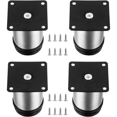 4 Pièces Pieds de Meubles Réglables, Pied de Table Reglable Hauteur Métal, Pieds Meuble Cuisine, Pieds de Meubles Armoires éTagèRes Table Acier Inoxydable, avec Vis (50X80MM, Argent) (1/5)