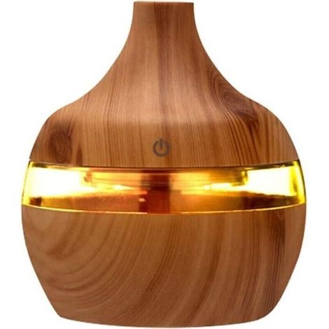Diffuseur d'arômes électrique USB 300 ml, humidificateur en bois, brumisateur d'huiles essentielles pour voiture et maison, mini humidificateur (Couleur : Jaune) Jaune - (1/5)