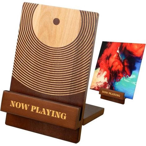 Support universel pour disques vinyles et albums LP, design rétro peu encombrant, montage facile, porte-disques décoratif pour salon et studio, marron foncé (1/5)