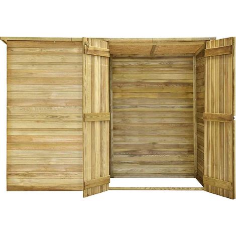 Abri de jardin 232x110x170 cm, Bois de pin imprégné, Armoire de rangement extérieure, Résistant intempéries, Pour outils et jardin (1/5)