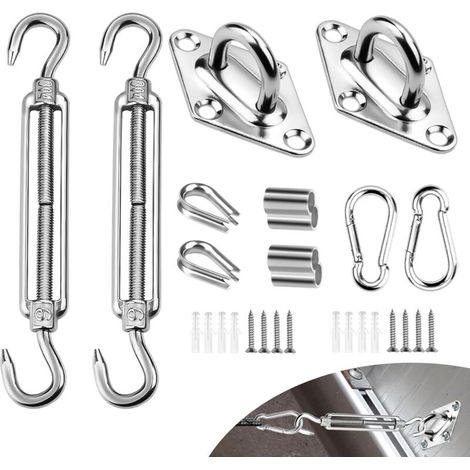 Kit di fissaggio M8 per vele ombreggianti, kit di fissaggio per vele ombreggianti in acciaio inox 304, tenditore per vele ombreggianti triangolari e quadrate