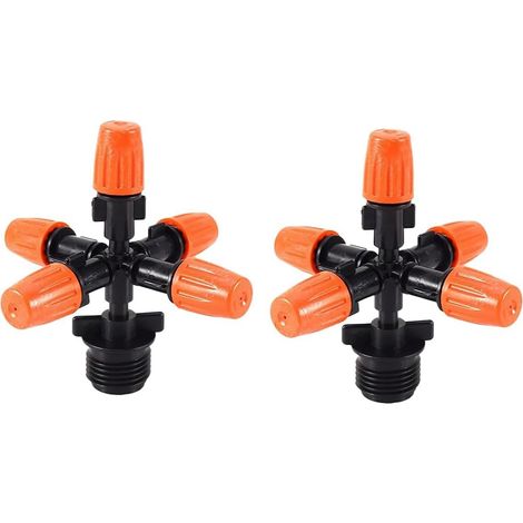 Buse De Pulvérisation 5 Têtes - Lot De 2 - Plastique - Rotation 360 Degrés - Jardin Et Serre - Orange (1/5)