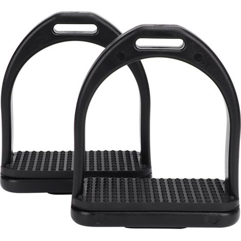 Staffe in plastica ad alta resistenza con cuscinetti in gomma antiscivolo nera, accessori per cavalli (piccoli), 2 pezzi -Crezuo