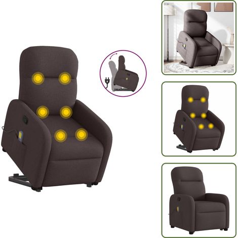 The Living Store Massagesessel mit Aufstehhilfe Dunkelbraun Stoff - Elektrische Aufstehhilfe