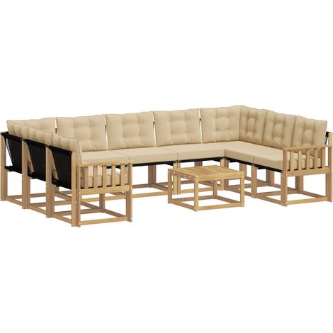 Set di divani da esterno 10 pz Bianco e Beige vidaXL (1/5)