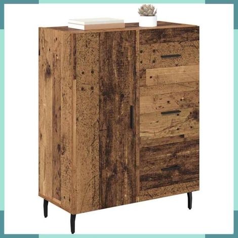 881531 Buffet 69,5x34x90cm Bois Ingénierie Fer Bois Ancien Tiroir 1 Porte Charnières 60kg (1/5)