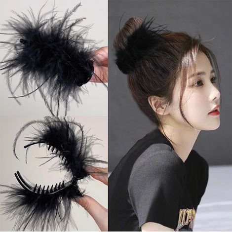 Dos horquillas para moños con motivos de plumas - otoño e invierno - para mujeres con coleta alta - accesorios para el cabello