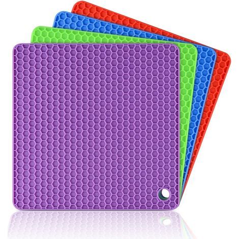 Set di sottopentola in silicone resistente al calore con poggia-cucchiaio, multifunzionali per cibi caldi. (1/4)
