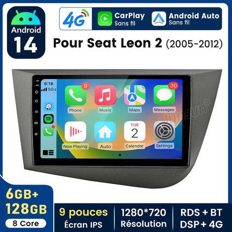 9 pouces Carplay Autoradio pour Seat Leon 2 2005-2012 Android 6+128GB JUNSUN (1/5)