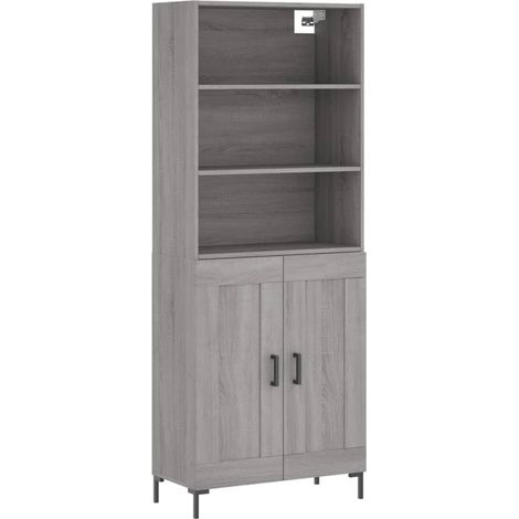 Credenza cassettiera mobile contenitore organizer cucina soggiorno salotto alto sonoma 695 x 34 x 180 cm legno ingegnerizzato grigio 020035424