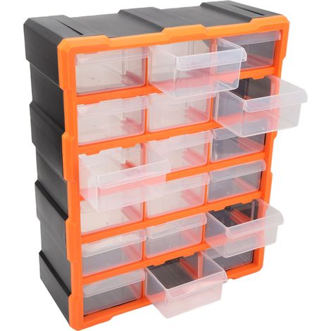 Boîte de rangement murale transparente à 18 tiroirs pour composants électriques à vis, grande capacité, type tiroir, 18 tiroirs. (1/5)