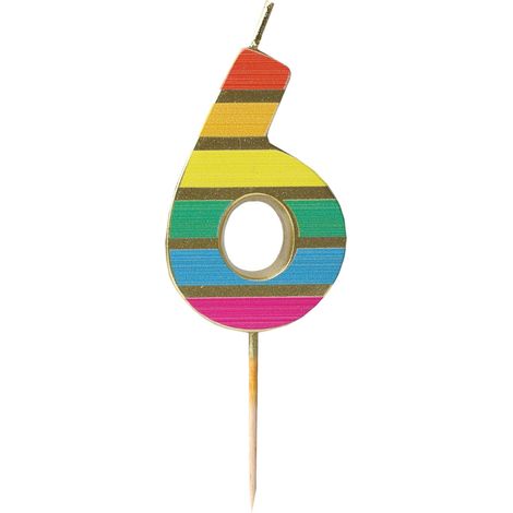 Bougie d'Anniversaire Chiffre 6 Arc-en-Ciel pour Gâteaux Décoration Bougies Numériques Fête Anniversaire Âge Milestone Hauteur 5,5 cm Emballage Recyclé (1/5)