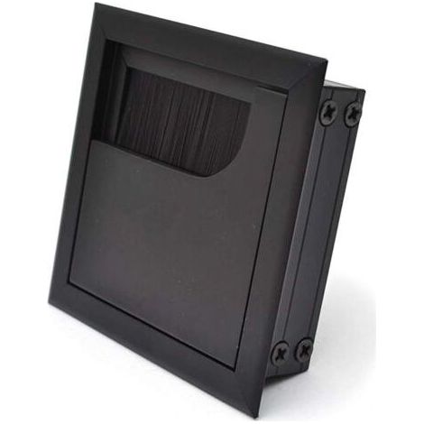 Couvercle Passe Câbles Fil Carrée 80x 80mm pour Encastrer sur Table de Bureau Organisateur de Cables pour Meuble Aluminium Noir Anodisé Passage de Câble Cache-Câble Lot de 4