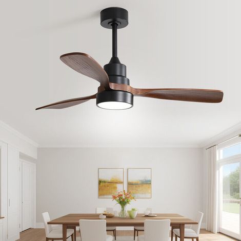 136 cm großer schwarzer LED-Deckenventilator mit Fernbedienung (1/5)