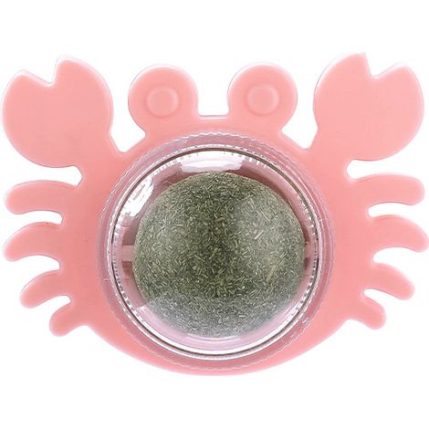 Chat jouet balle cataire balle teasing chat balle rotative balle molaire bâton dent nettoyage balle teasing chat jouet balle interactive , rose, crabe (1/5)