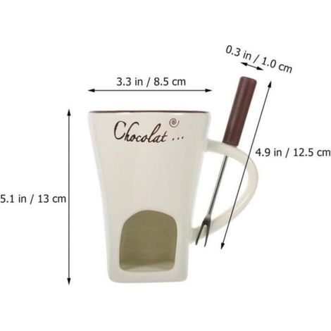 Tasses à fondue avec fourchettes, tasse à fondue au chocolat, tasse à fondre en céramique au chocolat, 1pcs(Red) (1/4)