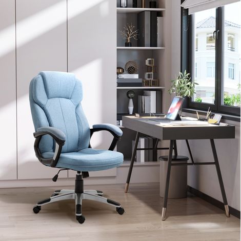 Sedia da ufficio ergonomica regolabile, girevole 360°, blu chiaro OKMYHOME (1/5)
