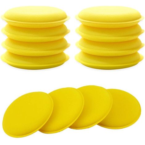 12 pièces (Jaune) Éponge de Polissage de Voiture, tampons d'applicateur de Cire de Voiture Tampons de Polissage en Polyester pour Le Verre Automatique de véhicule de Voiture Propre (1/5)