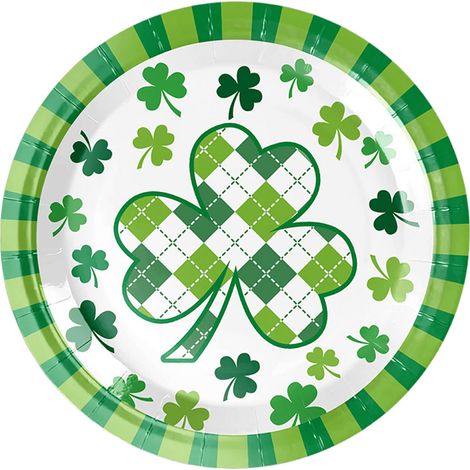 Assortiment De Vaisselle Jetable - Assiettes En Papier 18 Cm Et 23 Cm - Gobelets En Papier - Serviettes - Nappe - Couverts En Carton - Pour Fête Saint-Patrick - 10 Pièces Par Article (1/4)