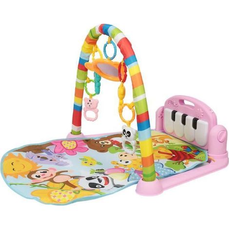 HSTURYZ Tapis de jeu pour bébé avec musique, lumières et sons - Pour enfants de 0 à 6 à 12 mois - Rose (1/3)