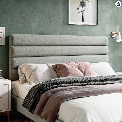 Cabecero de Cama 140 cm Tapizado en Lino Altura Ajustable de 3 Niveles 106/116/126 cm Montado a la Pared Gris (1/5)