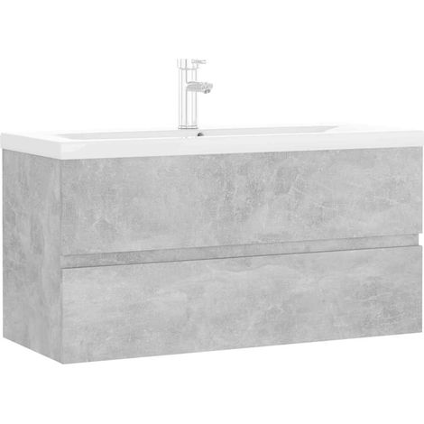 Mobile con Lavabo Integrato Grigio Cemento in Legno Multistrato (1/5)