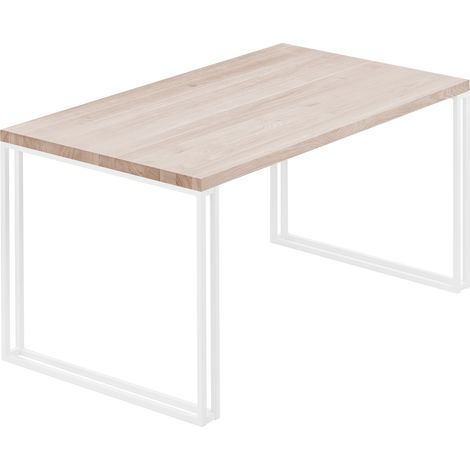 LAMO Manufaktur Esstisch Küchentisch, 140x80x76 cm (AxBxH), Frame, Roh / Weiss, LAG-01-A-001-9016Fr