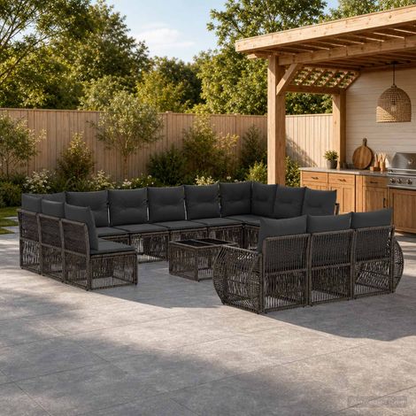 Set Divano da Giardino 14 pcs Grigio e Grigio Scuro polyrattan vidaXL (1/5)