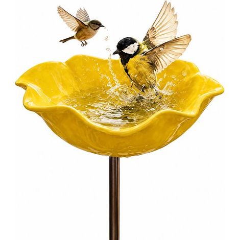 Vaschetta per uccelli 14 x 14 x 60 cm Materiale in lega di alta qualità Elegante forma a fiore Decorazione da giardino Accessorio per animali domestici Arancione (1/5)