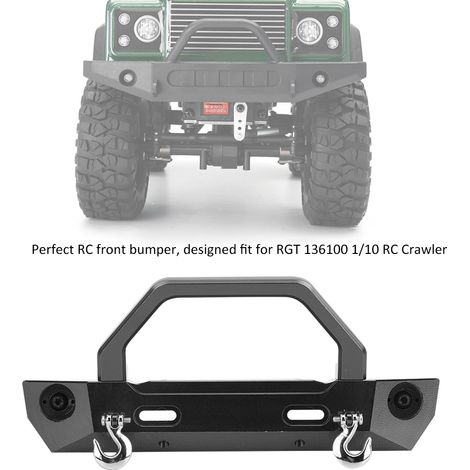 Pare-chocs avant aluminium noir pour crawler RC 1/10 RGT 136100, pièce de rechange et accessoire de tuning. (1/4)