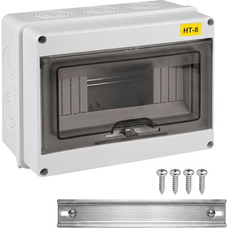 Boîte à fusibles en saillie, boîte de distribution en saillie, IP65 1 rangée de 8 modules, pour jardin, extérieur, bornes de charge et villas (1/5)