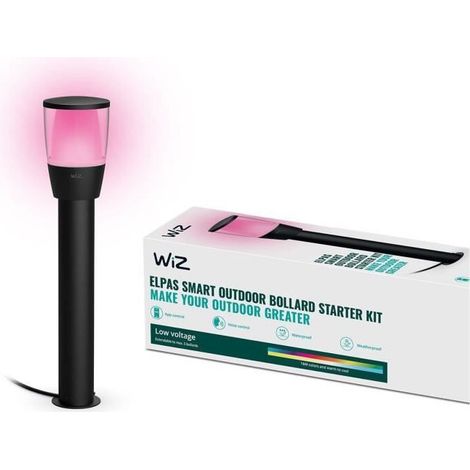 WiZ Elpas Borne pour extérieur 12V (Noir) Lumière blanche et colorée - Kit de base, comprenant Câble d'alimentation (1/5)