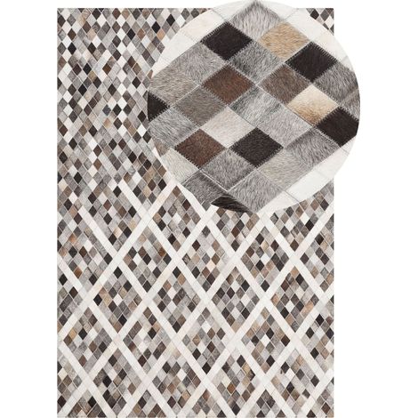 Tappeto in pelle grigio / marrone 140 x 200 cm Akdere