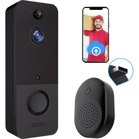 WIFI sonnette maison intelligente téléphone sans fil porte cloche caméra sécurité interphone vidéo 720P HD IR Vision nocturne (1/5)