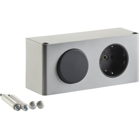 SOTECH Steckdose Powerbox für Spiegelschränke silbergrau inkl. Lichtschalter Stromversorgung für 230 V (1/5)