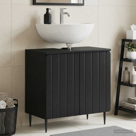 vidaXL Armadio per Lavabo da Bagno ZWOLLE Nero 59,5 x 31,5 x 59