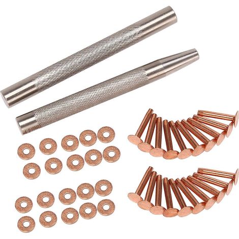 Lot de 20 rivets et fraises en cuivre (14 mm et 19 mm) avec 2 poinçons à riveter (1/5)