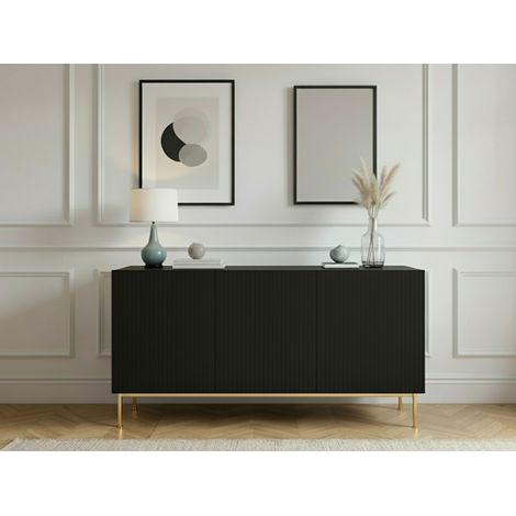 BOBOCHIC - Buffet 3 portes 150 cm KASHA pieds or Noir (1/5)