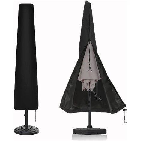 Abri pare-soleil déporté imperméable, idéal pour les jardins, terrasses et plages, noir, 190 x 50 x 30 cm (1/5)