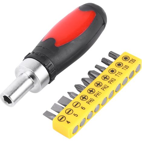 Tournevis manuel – 10 embouts interchangeables – fente / croix / étoile / shape drive