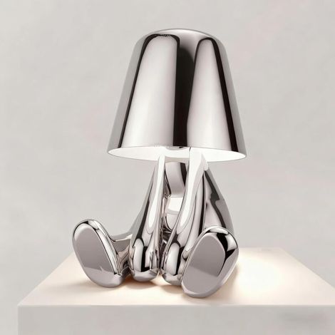 Lampe de Table LED sans Fil Créative Rechargeable à Pile Lampe Portative Réglable en Luminosité Design de Modèle Mignon pour Restaurant Chambre à Coucher Patio Studio Article Noël Argent-H (1/5)