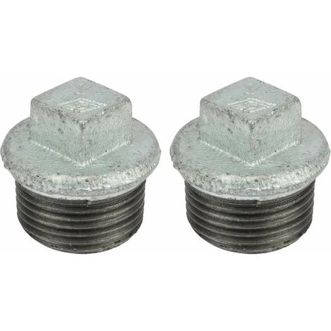 2x bouchon fonte mâle galvanisé 8x13 1/4 raccord 290 plomberie capuchon connecteur tuyau tube hexagonal