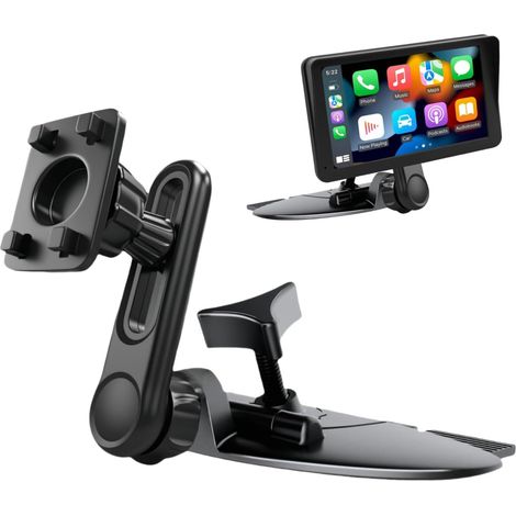 Supporto in 2 pezzi per slot CD per schermi CarPlay, braccio regolabile e testa girevole a 360°, 17 mm, compatibile con schermi per auto, slot CD, supporto CarPlay