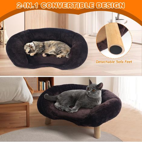 Canapé pour chat brun avec bordure surélevée antidérapante et silencieux (1/5)