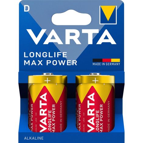 D Batteries, Longlife Max Power, 2-Pack (1/3)